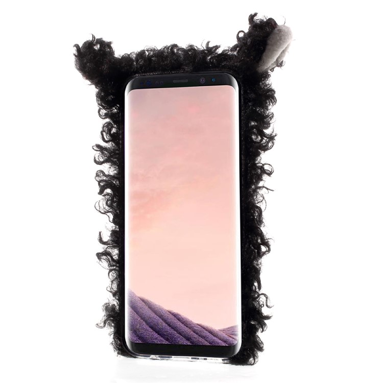 For Samsung Galaxy S8 Plus SM-G955 Rhinestone Decor 3D Fluffy Sheep Shape Soft TPU Phone Back Cover - Black-2