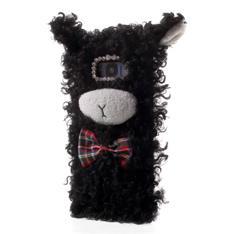 For Samsung Galaxy S8 Plus SM-G955 Rhinestone Decor 3D Fluffy Sheep Shape Soft TPU Phone Back Cover - Black-3