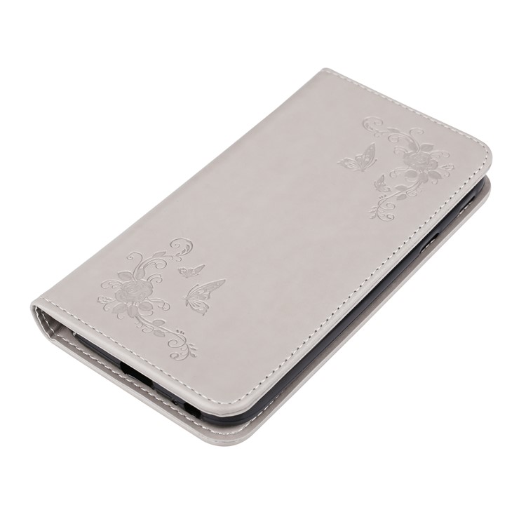 Imprint Butterfly Flower PU Leather Cell Phone Case Accessory for Samsung Galaxy J3 (2017) EU Version - White-3