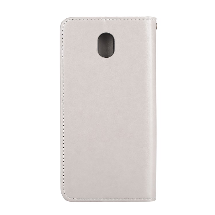 Imprint Butterfly Flower Leather Auto-absorbed Stand Case for Samsung Glaxy J5(2017) EU Version - White-2