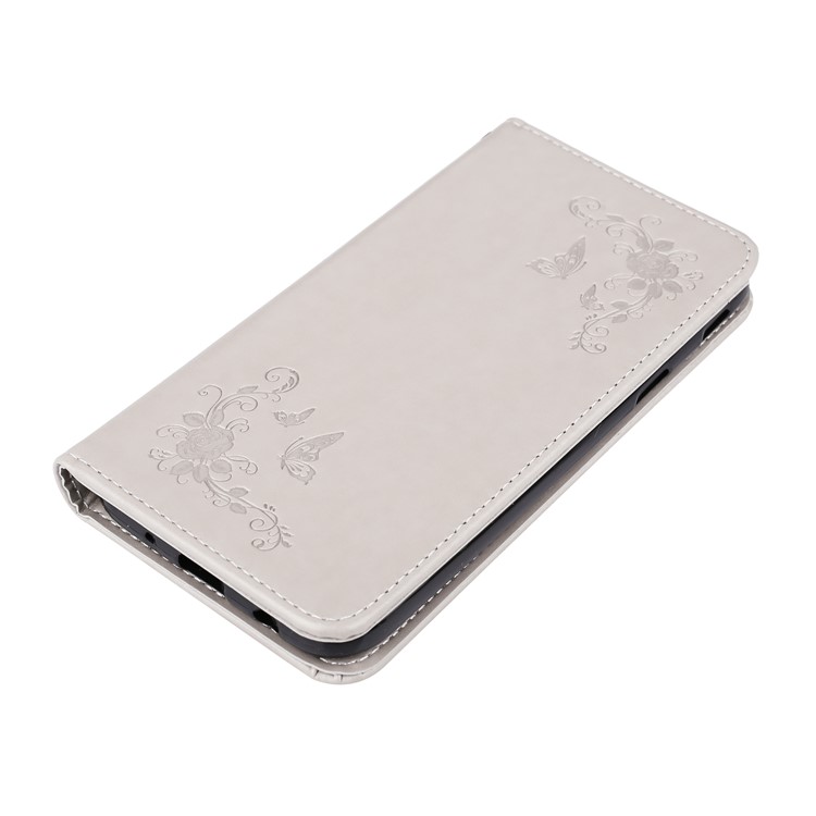 Imprint Butterfly Flower Leather Auto-absorbed Stand Case for Samsung Glaxy J5(2017) EU Version - White-3