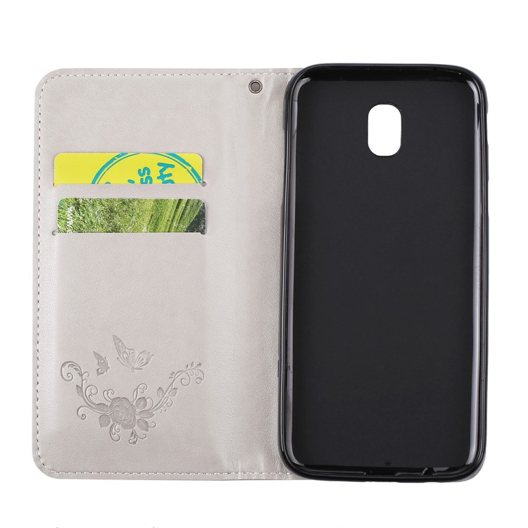 Imprint Butterfly Flower Leather Auto-absorbed Stand Case for Samsung Glaxy J5(2017) EU Version - White-4