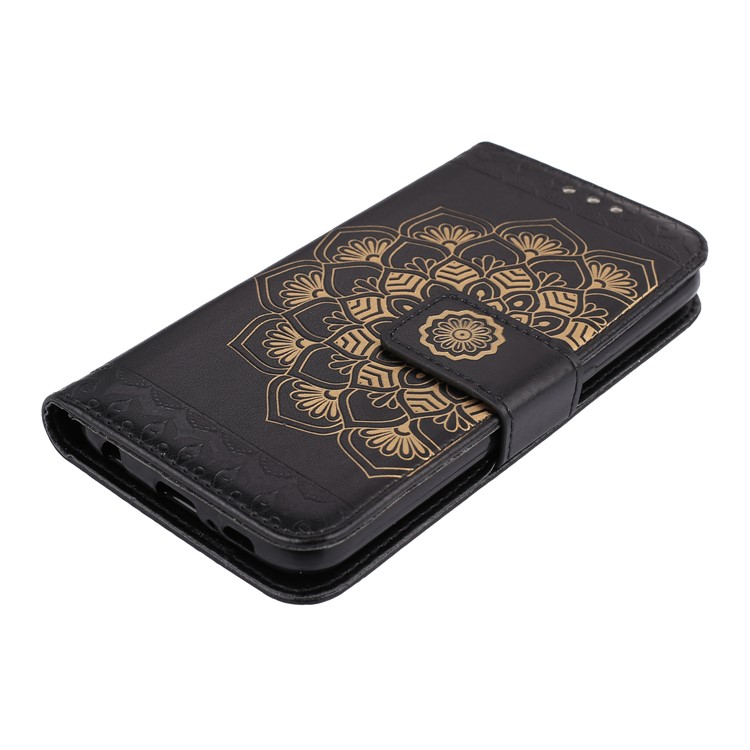 Imprinted Flower Pattern Detachable 2-in-1 TPU+PU Leather Stand Wallet Phone Cover for Samsung Galaxy S7 G930 - Black-3