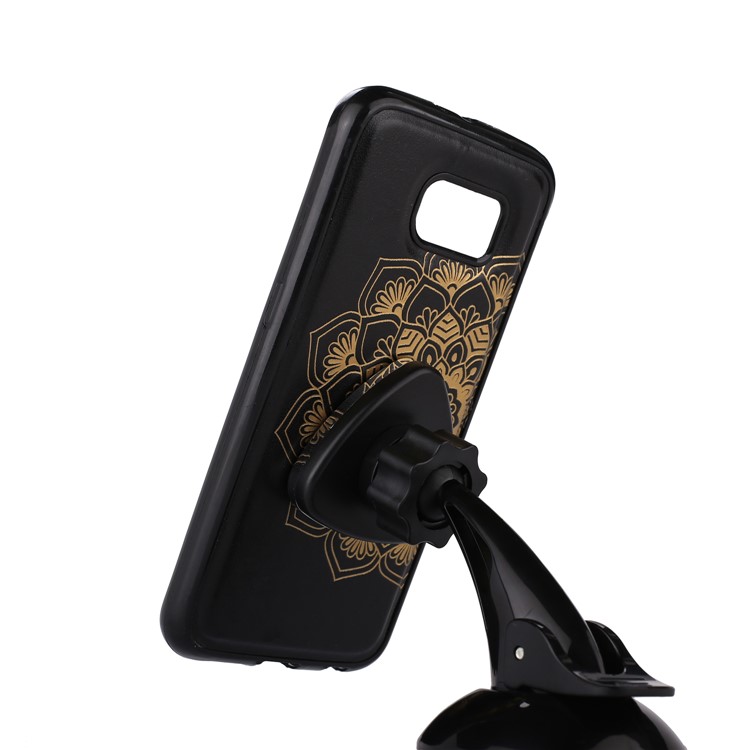 Imprinted Flower Pattern Detachable 2-in-1 TPU+PU Leather Stand Wallet Phone Cover for Samsung Galaxy S7 G930 - Black-5