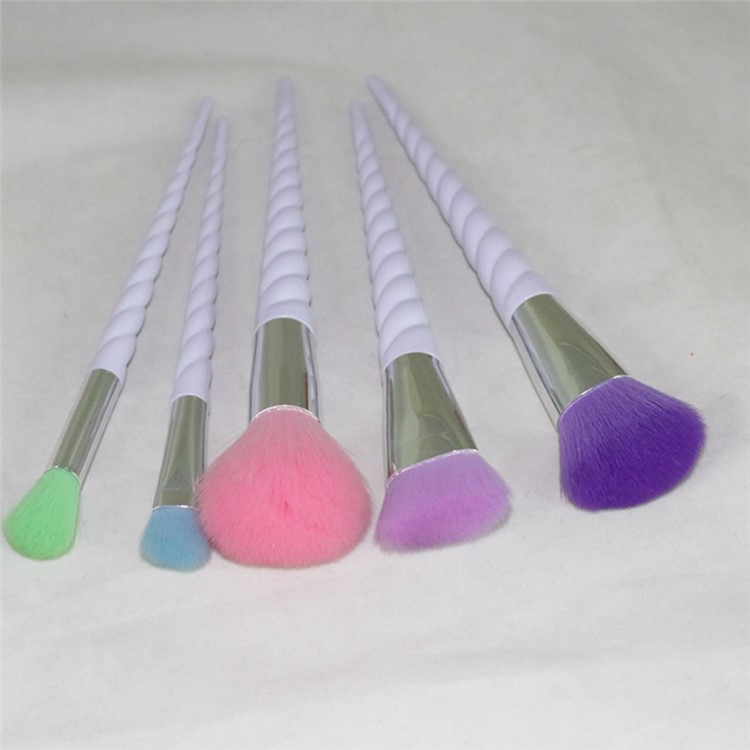 5PCS/Lot Spiral Rod Makeup Foundation Eyebrow Eyeliner Blush Cosmetic Concealer Brushes - Purple Red-1