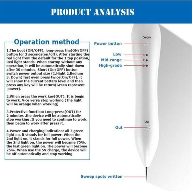 Portable Laser Freckle Dot Mole Dark Spot Tattoo Removal Pen Beauty Skin Machine-7
