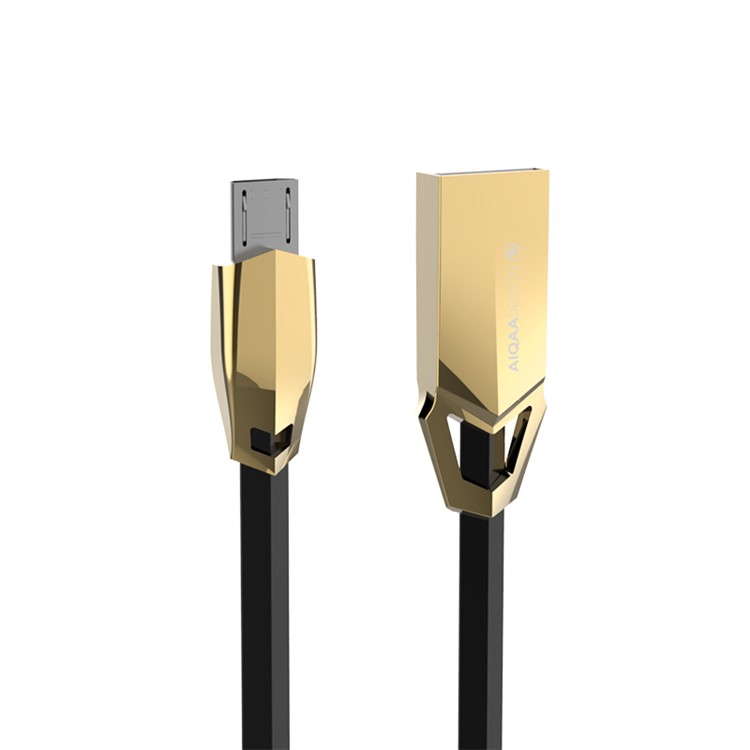AIQAA 2A Zinc Alloy Micro USB Data Sync Charge Cable for Samsung Sony - Gold-1