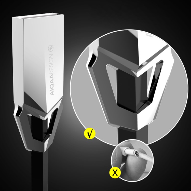 AIQAA 2A Zinc Alloy Micro USB Data Sync Charge Cable for Samsung Sony - Gold-2