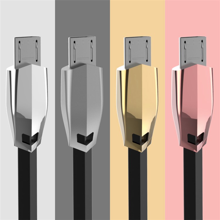 AIQAA 2A Zinc Alloy Micro USB Data Sync Charge Cable for Samsung Sony - Gold-3