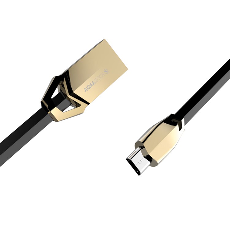 AIQAA 2A Zinc Alloy Micro USB Data Sync Charge Cable for Samsung Sony - Gold-4