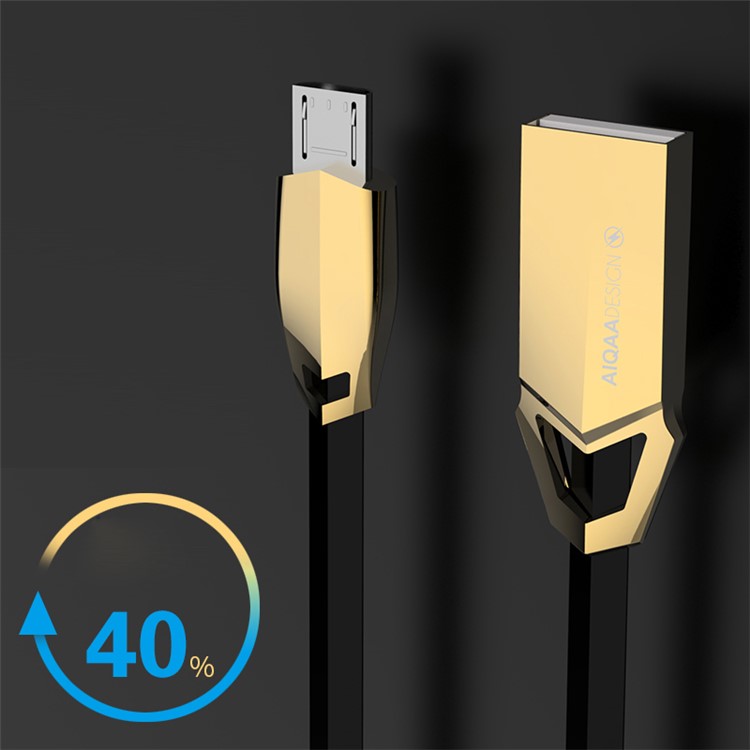 AIQAA 2A Zinc Alloy Micro USB Data Sync Charge Cable for Samsung Sony - Gold-5