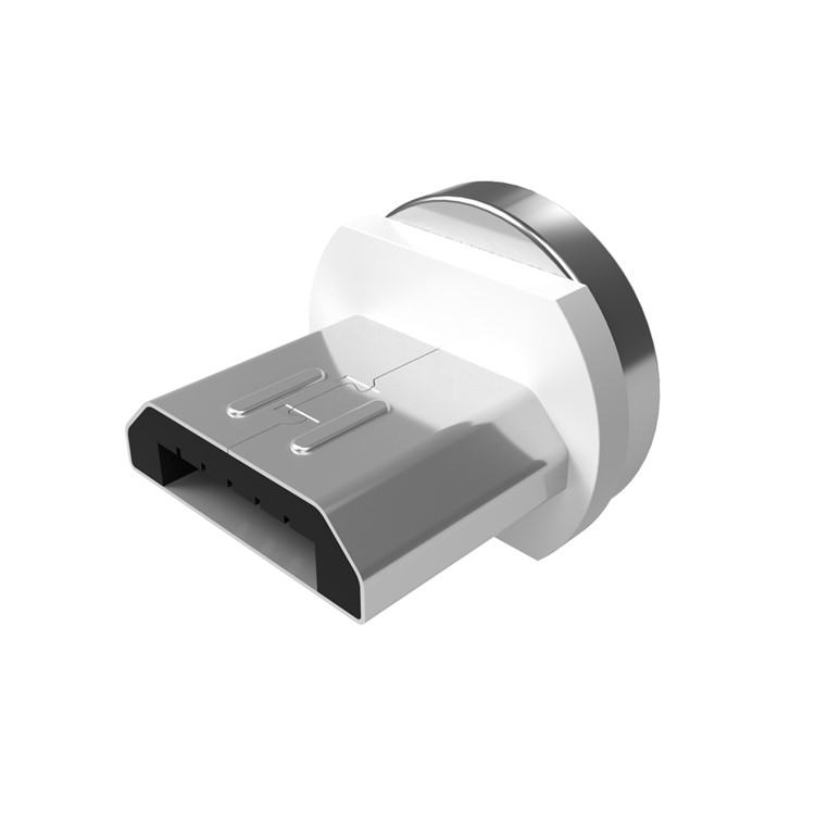 WSKEN Round Magnetic Metal Connector Micro USB Plug Adapter Anti-dust Plug - White-4