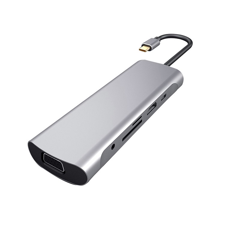 10 in 1 USB HUB C HUB to Multi USB 3.0 HDMI Adapter Dock USB-C Type C 3.1 Splitter 3 Port USB C HUB for MacBook Pro Accessories - Grey-1