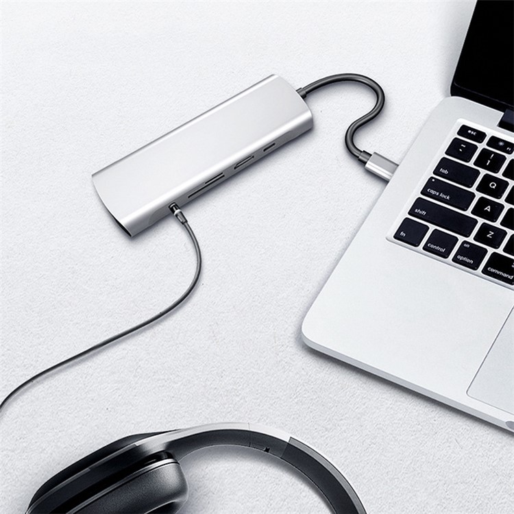 10 in 1 USB HUB C HUB to Multi USB 3.0 HDMI Adapter Dock USB-C Type C 3.1 Splitter 3 Port USB C HUB for MacBook Pro Accessories - Grey-4