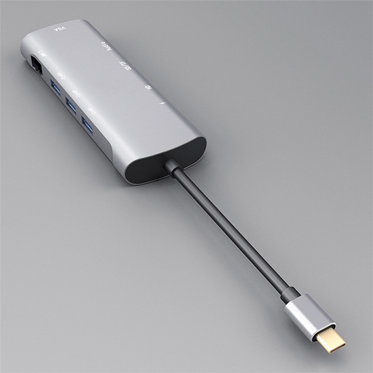 10 in 1 USB HUB C HUB to Multi USB 3.0 HDMI Adapter Dock USB-C Type C 3.1 Splitter 3 Port USB C HUB for MacBook Pro Accessories - Grey-5