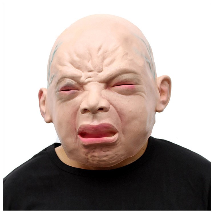 Novelty Halloween Costume Party Latex Head Mask Cry Face Mask Accessory for Costume Party-1