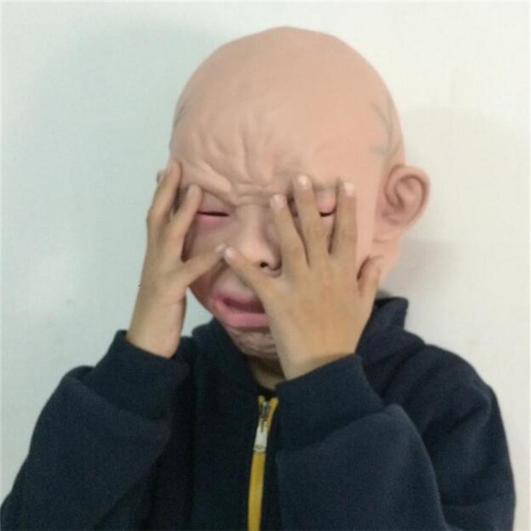 Novelty Halloween Costume Party Latex Head Mask Cry Face Mask Accessory for Costume Party-2