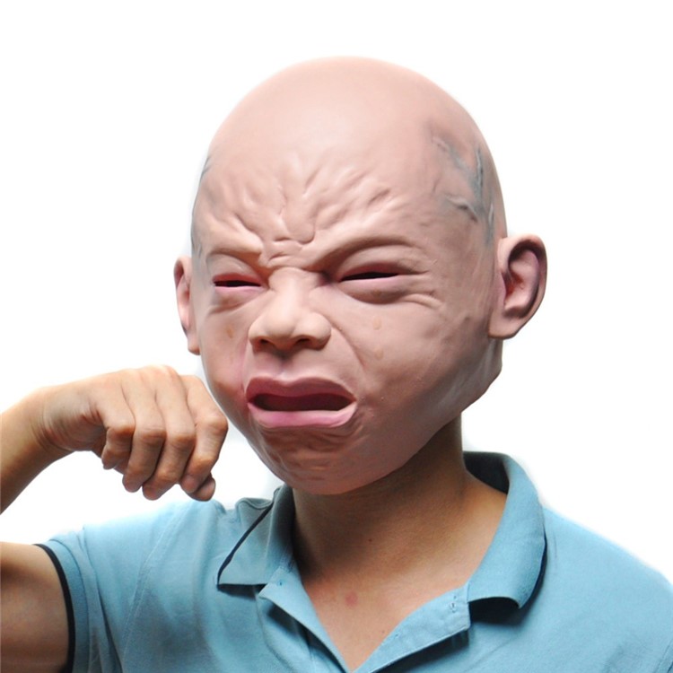 Novelty Halloween Costume Party Latex Head Mask Cry Face Mask Accessory for Costume Party-4