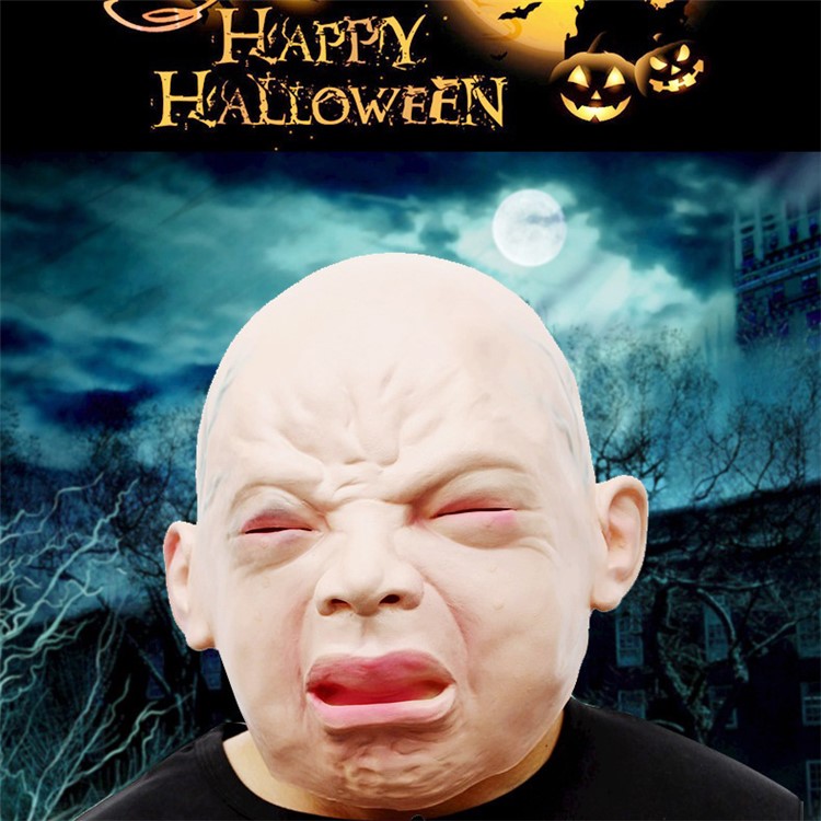 Novelty Halloween Costume Party Latex Head Mask Cry Face Mask Accessory for Costume Party-5