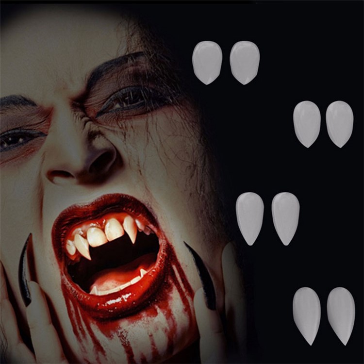 17mm Fake Vampire Teeth Cosplay Halloween Decoration Props with Denture Adhesive-1