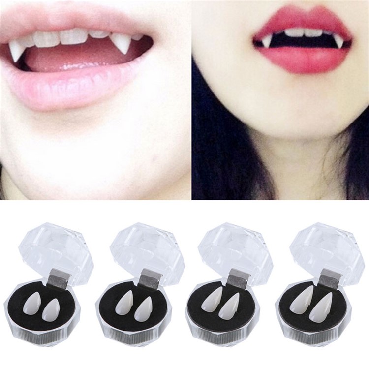 Cosplay Fake Vampire Denture Teeth Halloween Decoration Props 19mm with Denture Adhesive-10