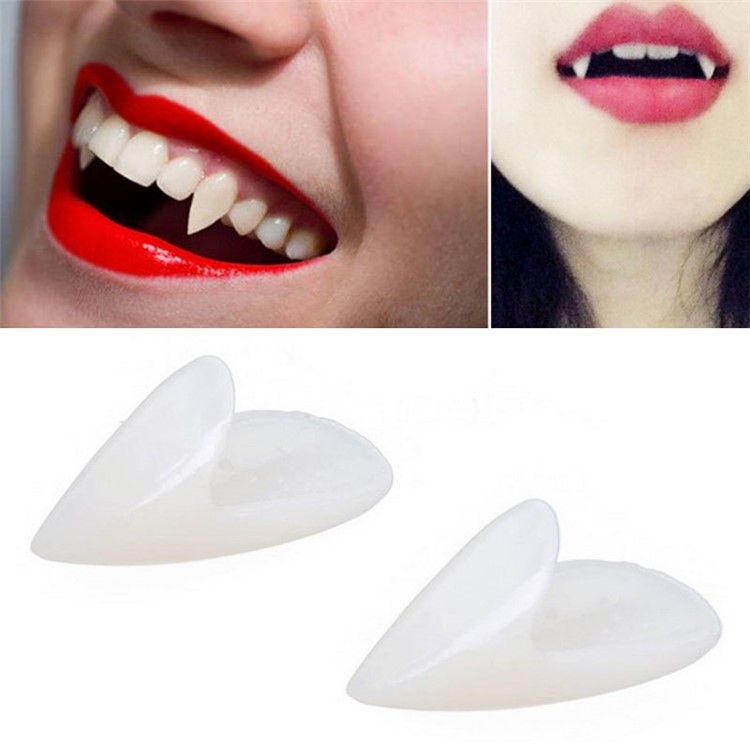 Cosplay Fake Vampire Denture Teeth Halloween Decoration Props 19mm with Denture Adhesive-11