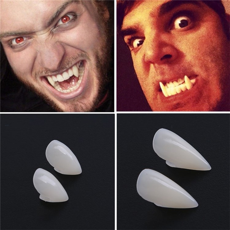 Cosplay Fake Vampire Denture Teeth Halloween Decoration Props 19mm with Denture Adhesive-16