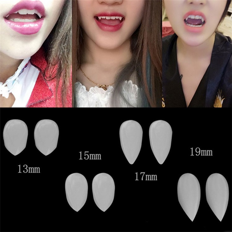 Cosplay Fake Vampire Denture Teeth Halloween Decoration Props 19mm with Denture Adhesive-6