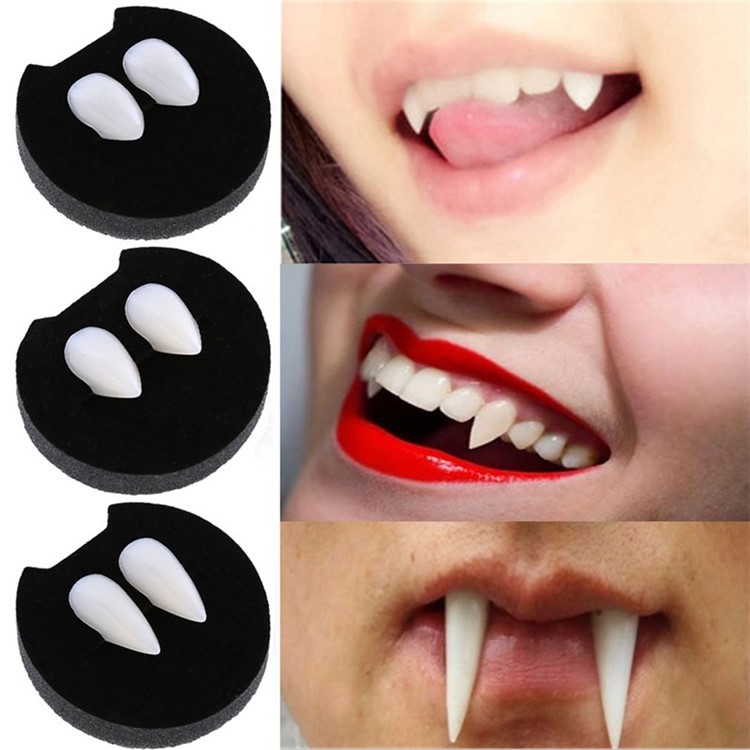 Cosplay Fake Vampire Denture Teeth Halloween Decoration Props 19mm with Denture Adhesive-8