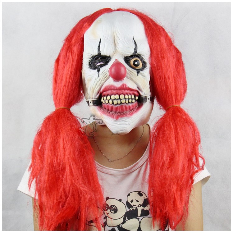 Halloween Latex Rot Zopf Clown Maske Lustig Gruselig Geist Latex Masken Für Kostümparty Oder Cosplay-1