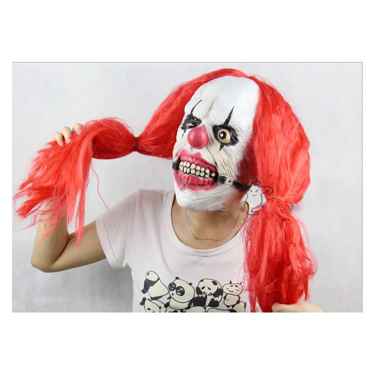 Halloween Latex Rot Zopf Clown Maske Lustig Gruselig Geist Latex Masken Für Kostümparty Oder Cosplay-2