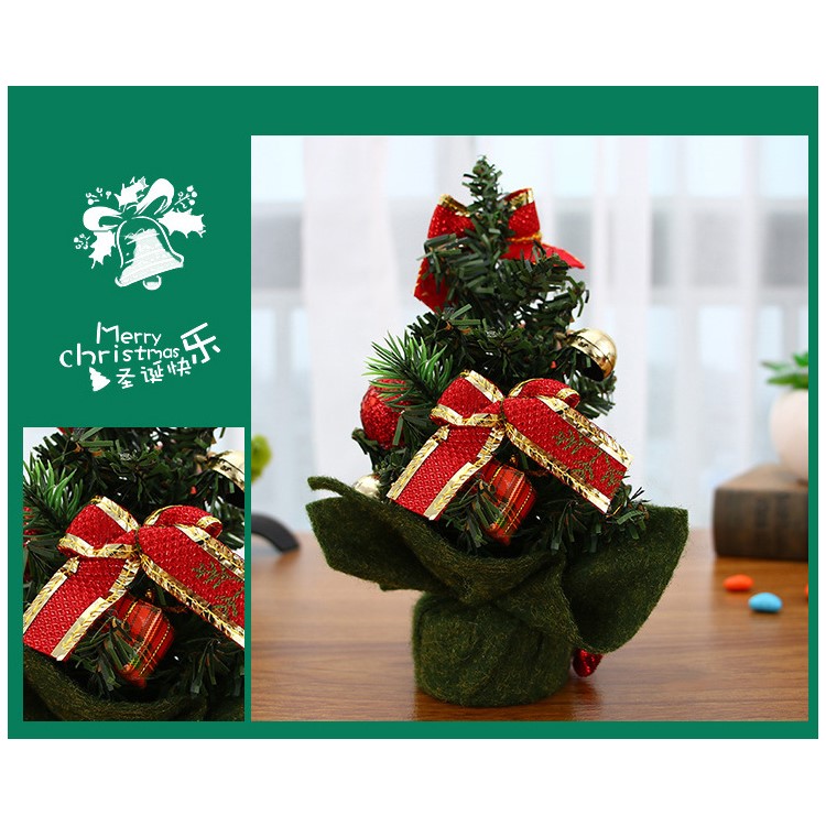 Mini Colorful Christmas Tree for Home Office Bedroom Living Room Desk Decoration - Red Flower-3