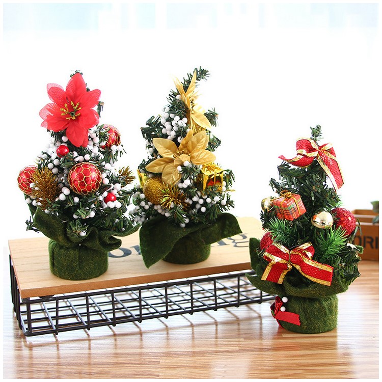 Mini Colorful Christmas Tree for Home Office Bedroom Living Room Desk Decoration - Red Flower-4