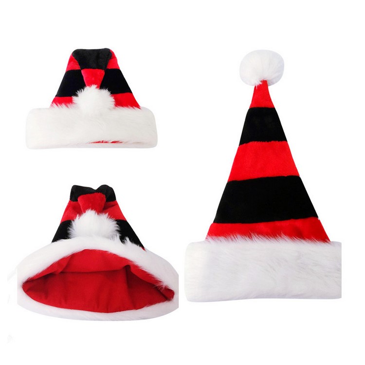 Mixing Colors Christmas Hat Funny Men Women Xmas Party Warm Plush Santa Cap - Red / Black-2