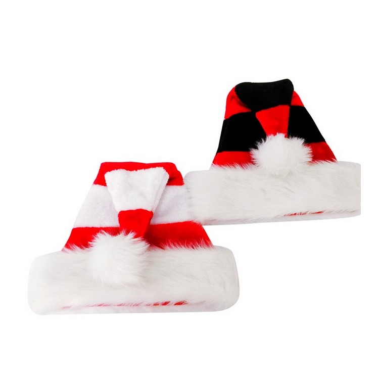 Mixing Colors Christmas Hat Funny Men Women Xmas Party Warm Plush Santa Cap - Red / Black-4
