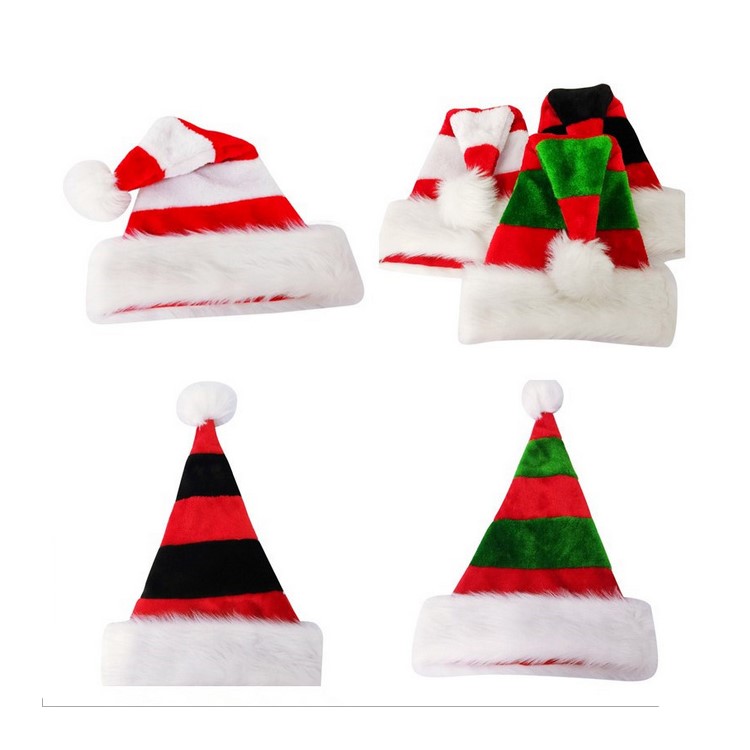 Mixing Colors Christmas Hat Funny Men Women Xmas Party Warm Plush Santa Cap - Red / Black-5