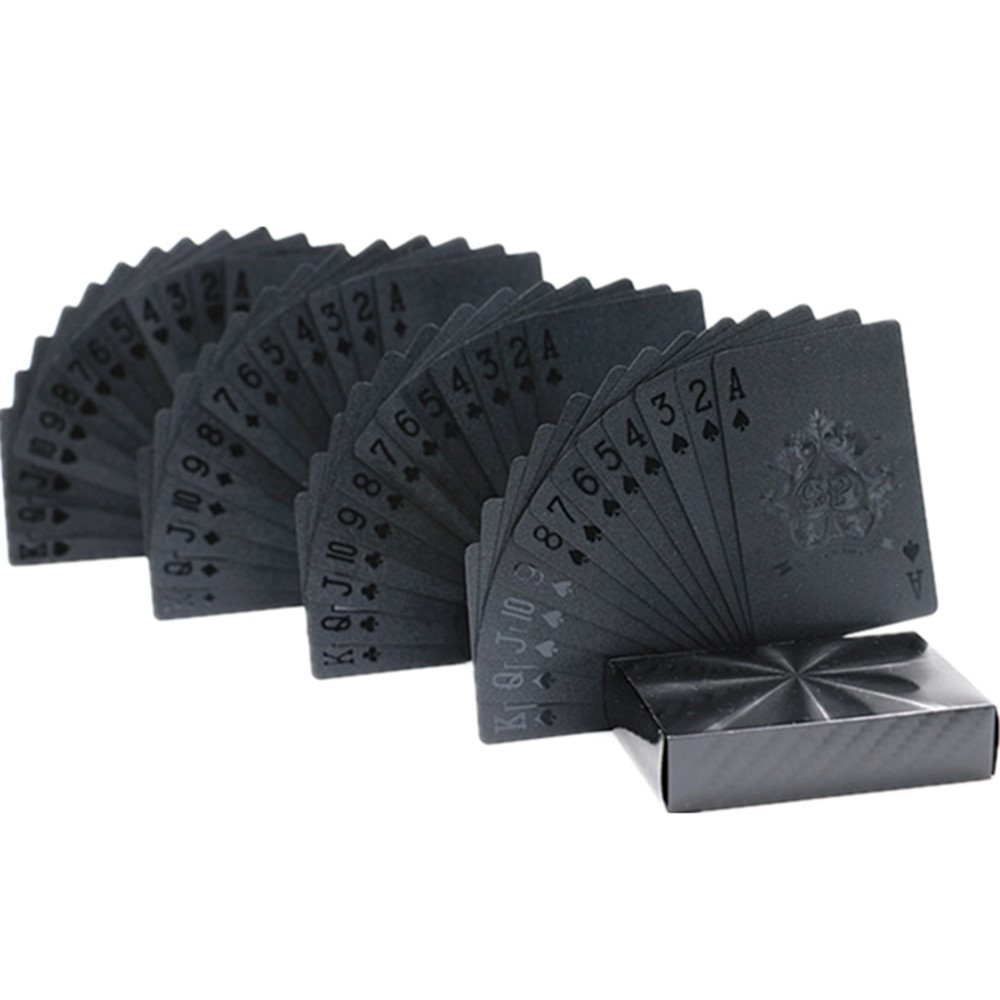 54Pcs Imperméable en plastique Black Geometry Back Poker Playing Cards-1