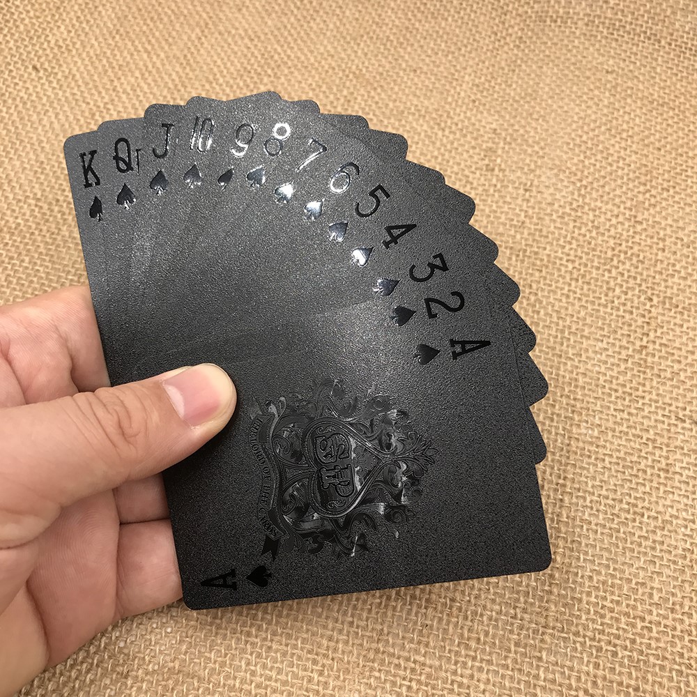 54Pcs Imperméable en plastique Black Geometry Back Poker Playing Cards-8