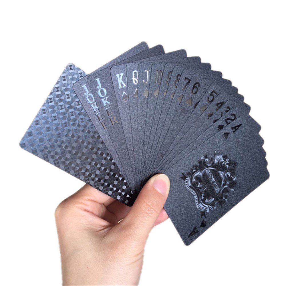 54Pcs Imperméable en plastique Black Geometry Back Poker Playing Cards-9