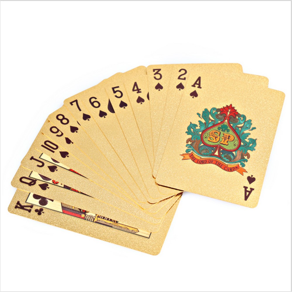 54 Stücke Kreative Wasserdichte 100 Dollar Plastik Poker Goldfolie Spielkarten Poker Set - Goldfarben