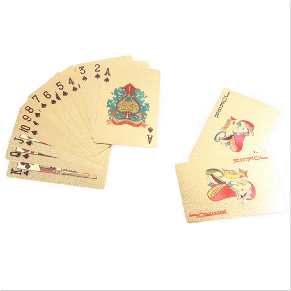 54pcs Creativas A Prueba De Agua 100 Tarjetas De Póquer De Plástico De Póquer - Color Dorado-13
