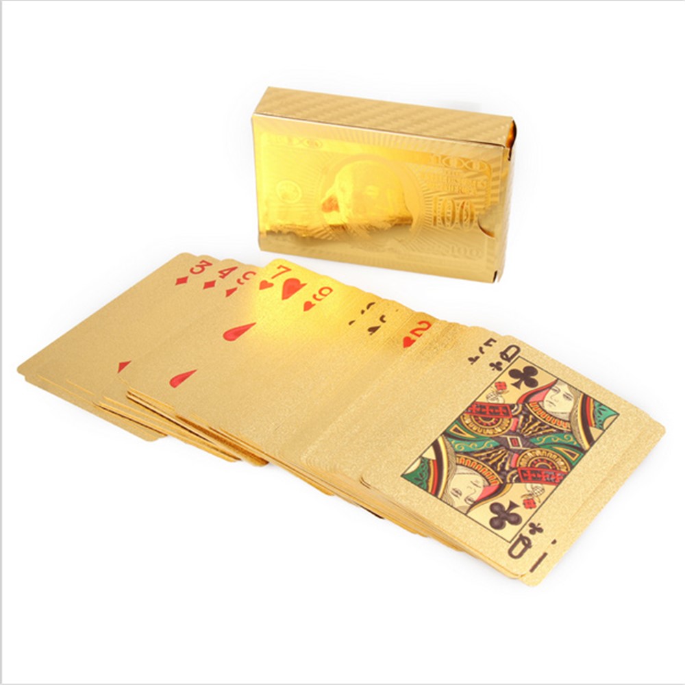 54pcs Creativas A Prueba De Agua 100 Tarjetas De Póquer De Plástico De Póquer - Color Dorado-14