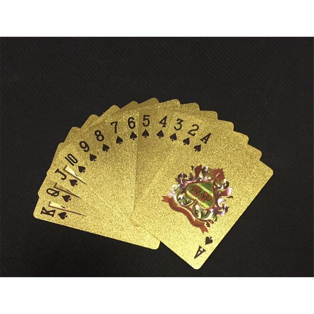 54pcs Créatif Imperméable 100 Dollar Poker Poker Doré Feuille De Jeu De Cartes À Jouer Pokers - Couleur Or