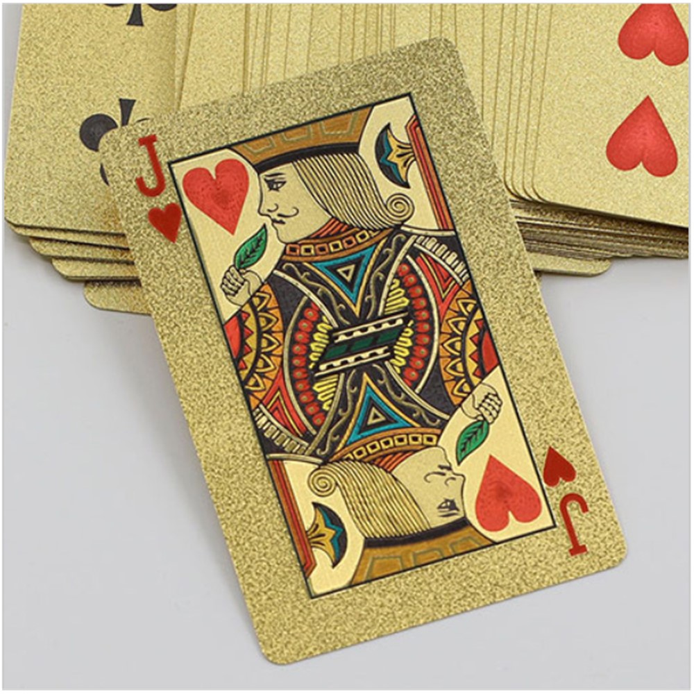 54pcs Criativo Impermeável 100 Dólares De Plástico Poker Folha De Ouro Playing Cards Placas Conjunto - Cor De Ouro