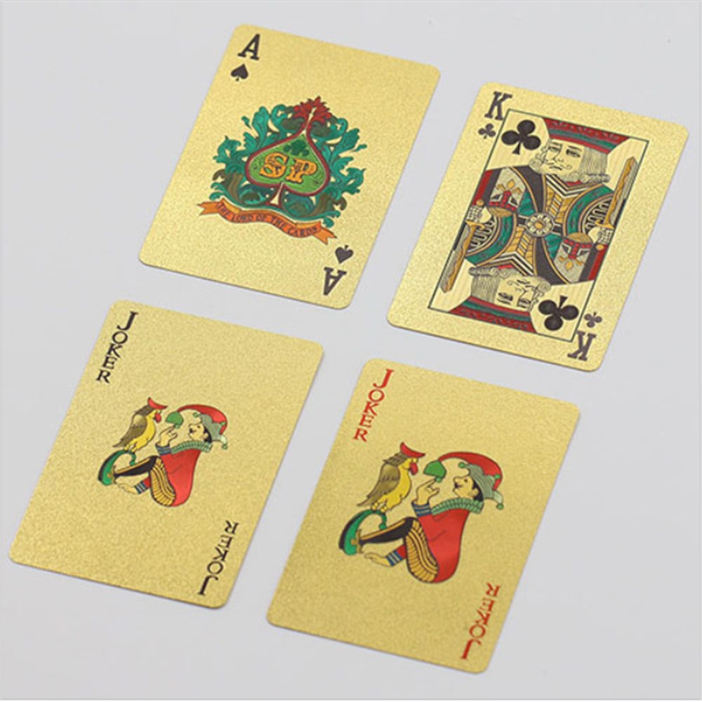 54pcs Creativas A Prueba De Agua 100 Tarjetas De Póquer De Plástico De Póquer - Color Dorado-9