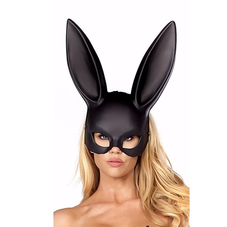 Máscara De Coelho De Mascarada Das Mulheres Fantasia Do Bar De Noite Para Adultos Halloween Cosplay Costume Party Prop - Preto-1