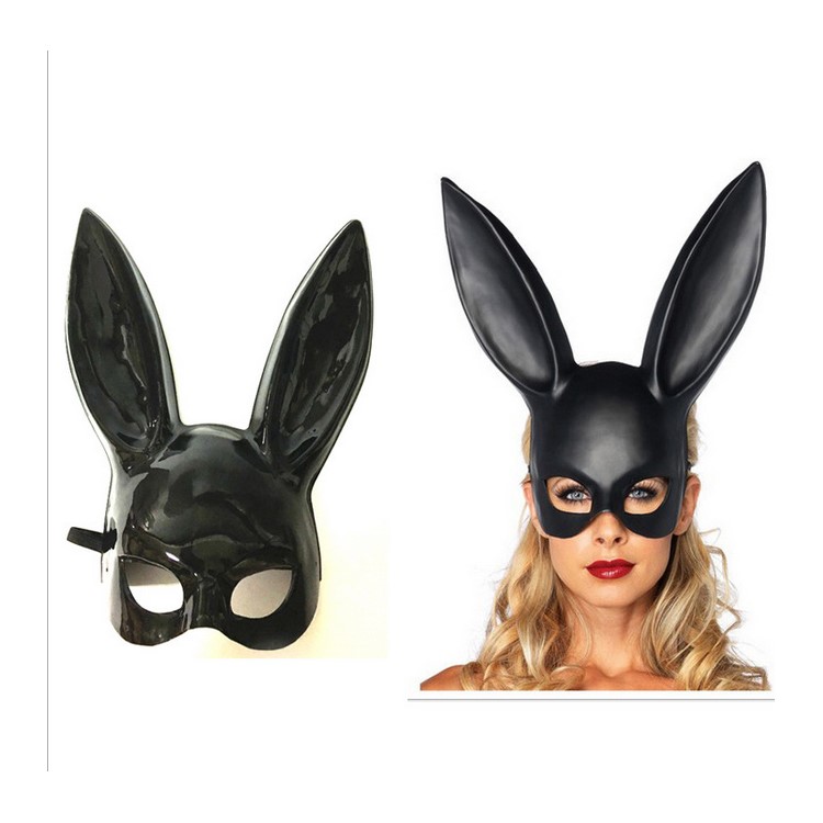 Máscara De Coelho De Mascarada Das Mulheres Fantasia Do Bar De Noite Para Adultos Halloween Cosplay Costume Party Prop - Preto-7