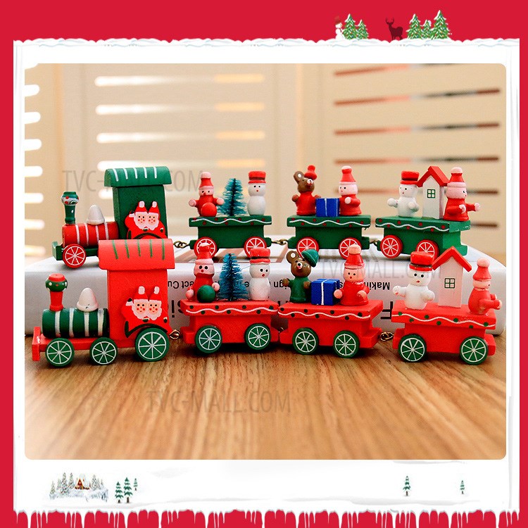 Bezauberndes Hölzernes Zugweihnachtsbaumverzierungsdekor-Holz Pädagogisches Geschenk - Weiß-4