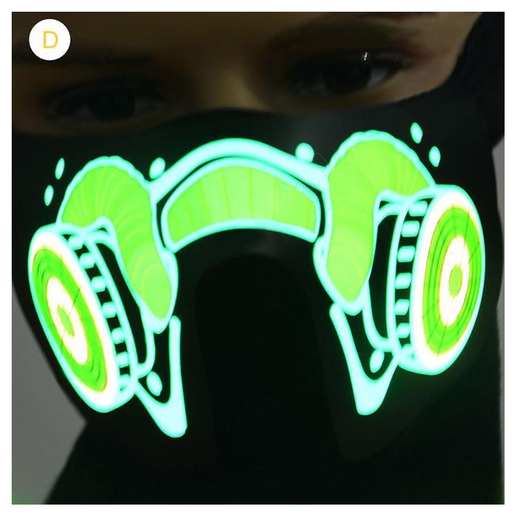 Outdoor Costume LED Luminous Flashing Light Face Mask Music LED Party Mask - Headphone-1