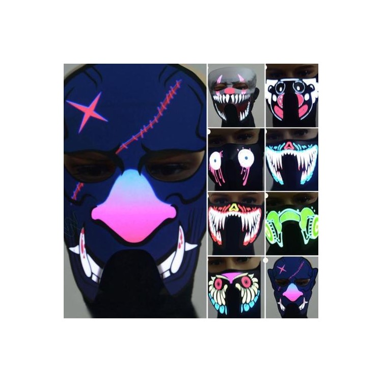 LED Leuchtende Partei Maske Kostüm Licht Masck Warme Outdoor Winddichte Maske - Blutzähne-4